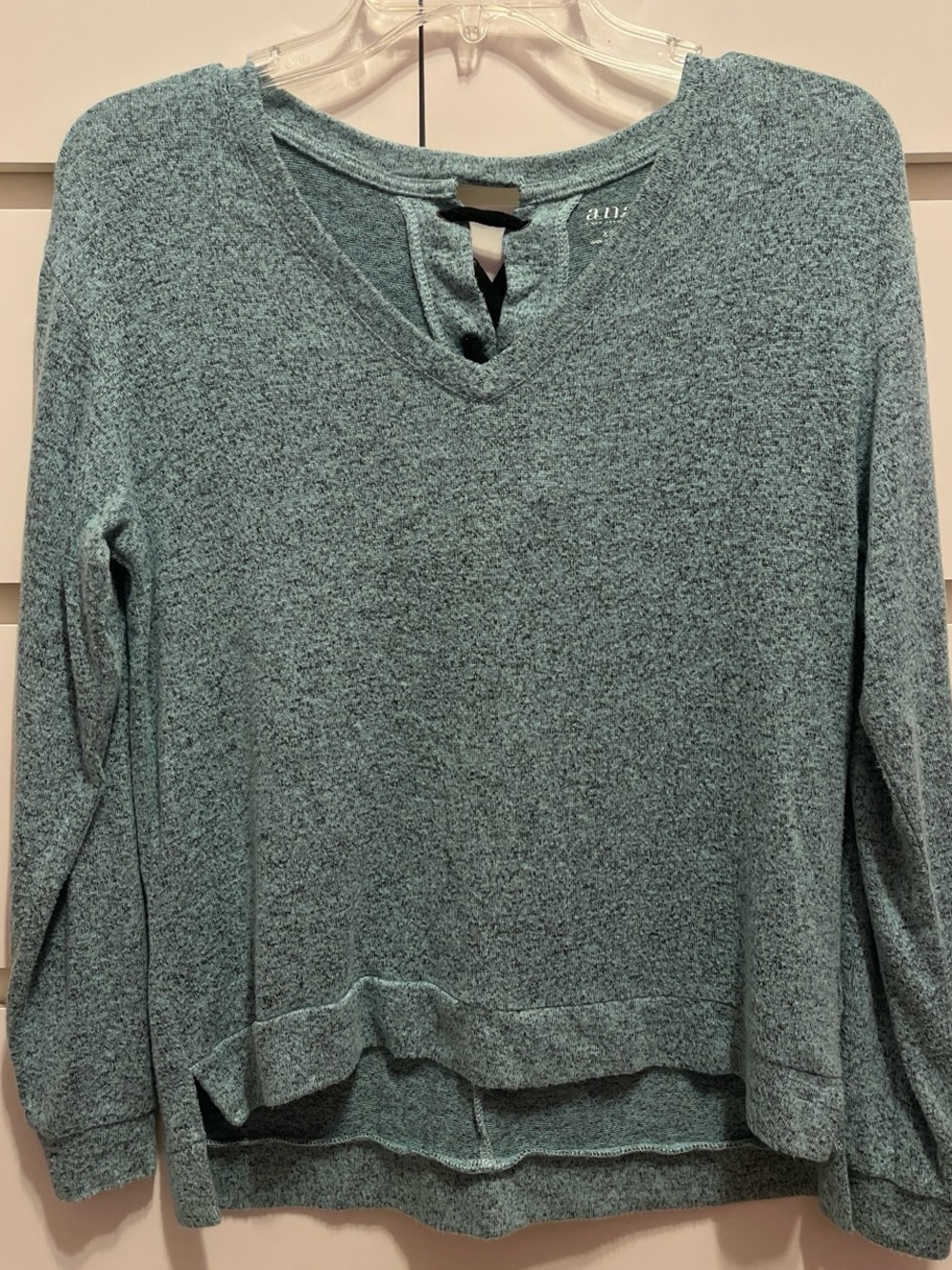 a.n.a Teal Marled V‑Neck Lightweight Pullover